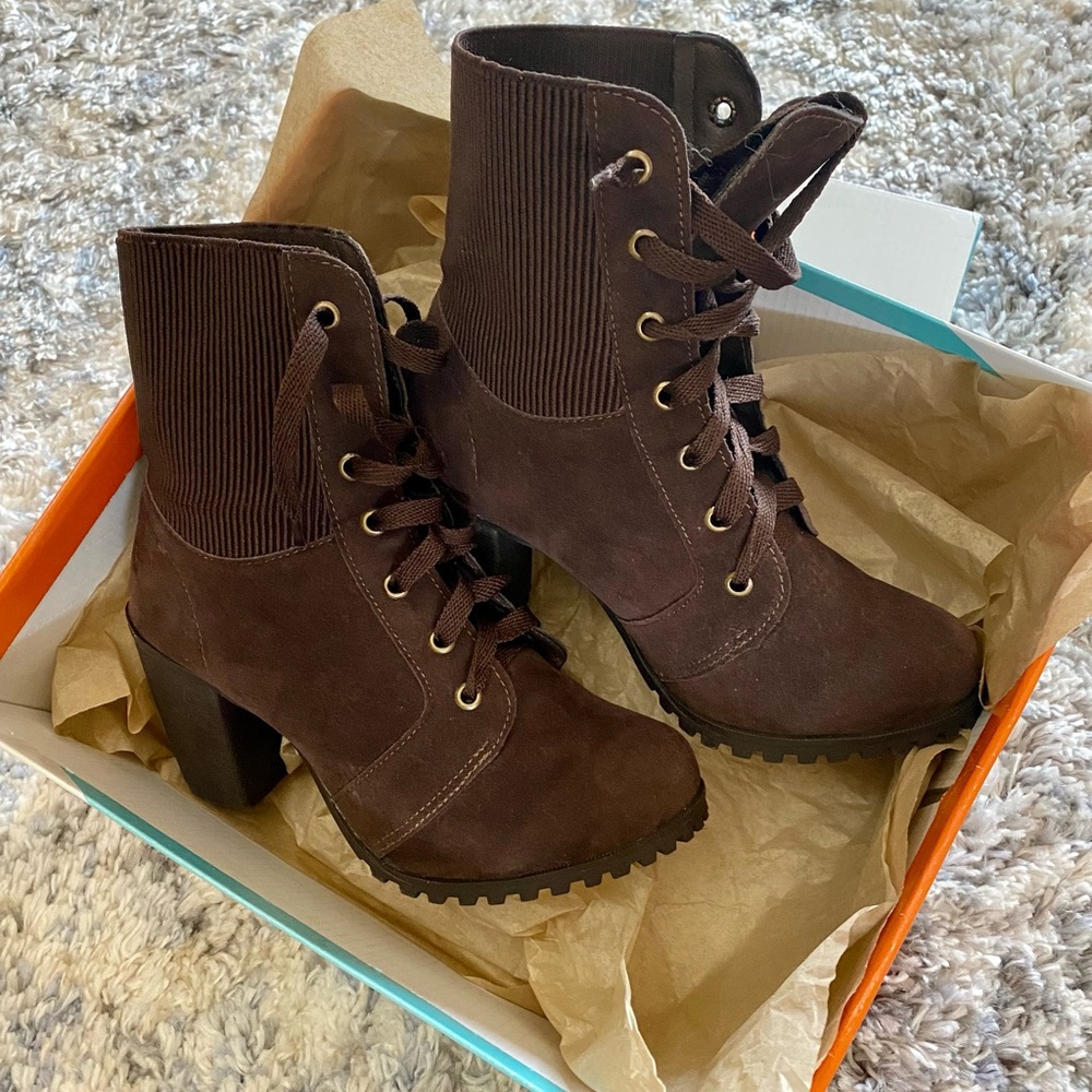 Cromic Femme Boots,Brown,HeelHeight:8.0cm/3”,Size BR 35 - 6 / 23.6 - 9.5 inches.
